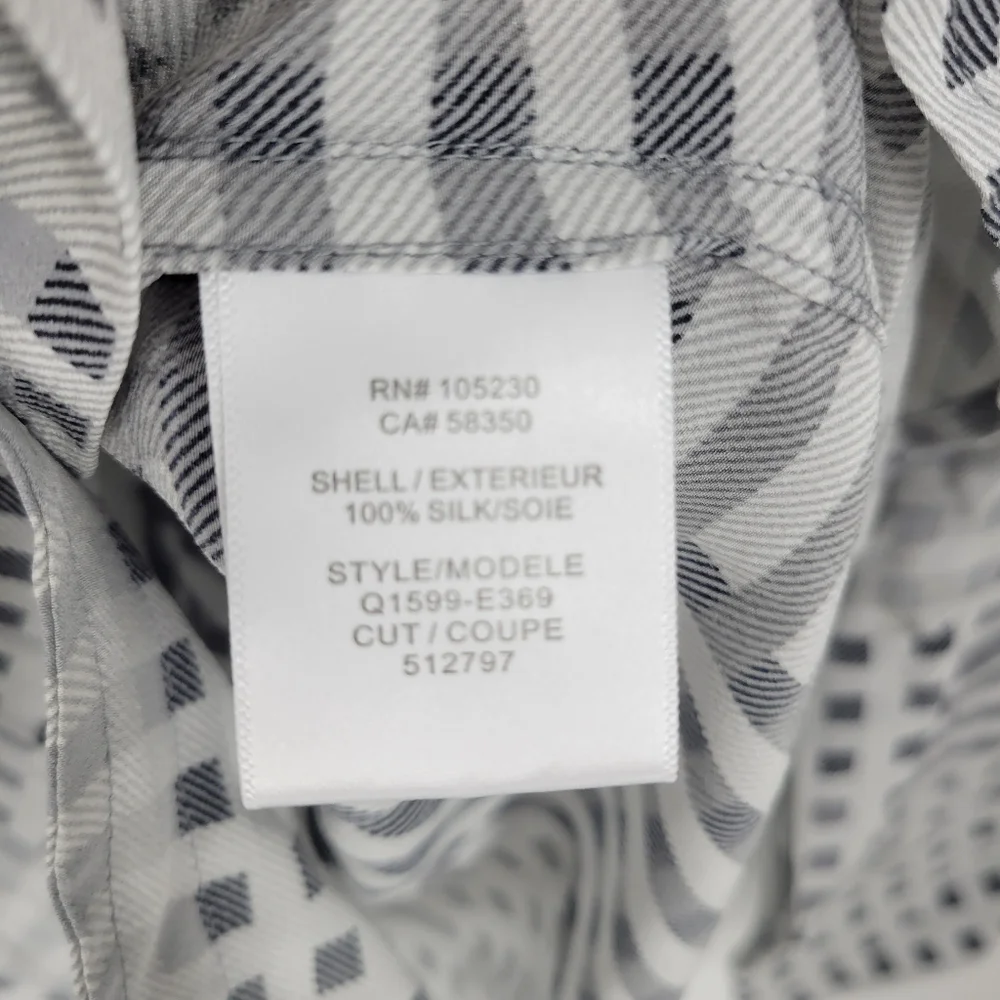 Equipment Femme silk button down shirt blouse top grey modern print geometric - Picture 5 of 8